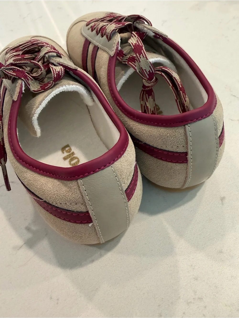 Gola Beige and Maroon Suede Sneaker - Women's Classic Trainer